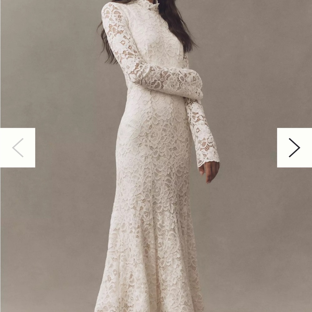 Anthropologie Ivory Lace Wedding Gown